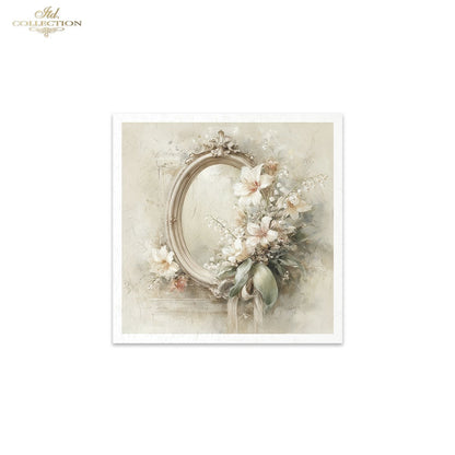 Decoupage Rice Paper Mini Set - White Florals and Mirrors