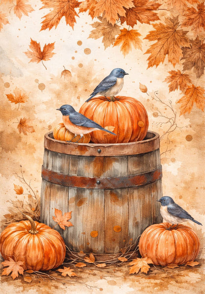 Mini Wet Transfer, Decals for Crafts 3.25" x 5" - Autumn Pumpkin