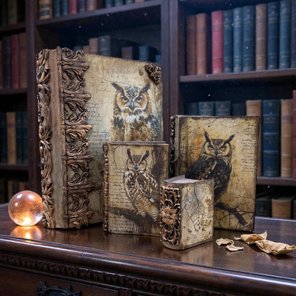 Juego de 4 cajas nido con forma de libro de papel maché