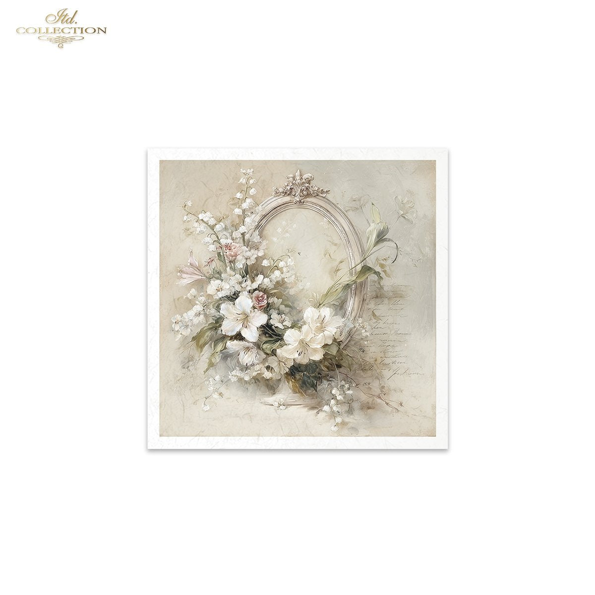 Decoupage Rice Paper Mini Set - White Florals and Mirrors