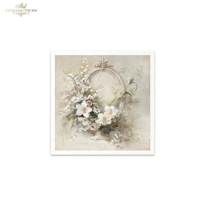 Decoupage Rice Paper Mini Set - White Florals and Mirrors