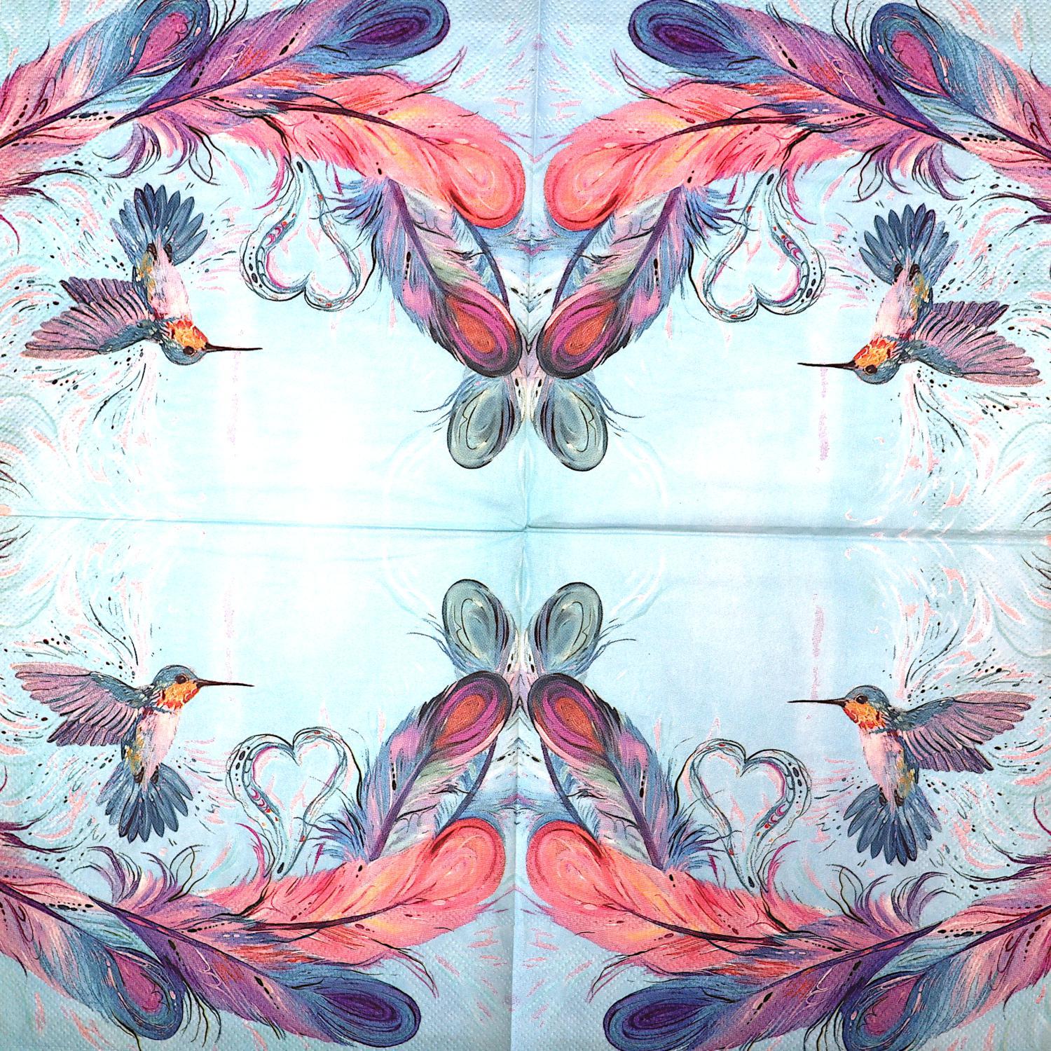 Decoupage Napkins 6.5" - Hummingbird Feathers