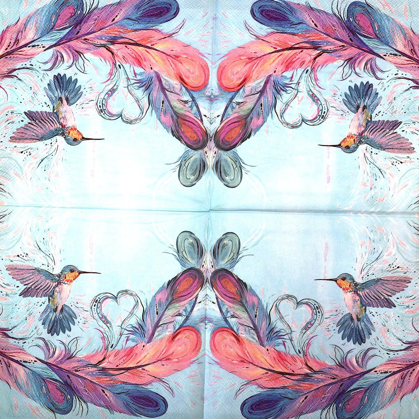 Decoupage Napkins 6.5" - Hummingbird Feathers