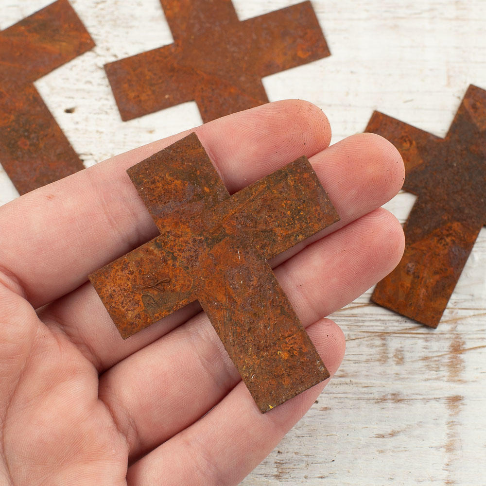 2-1/4" Primitive Rusty Tin Crosses (5 Per Pack)