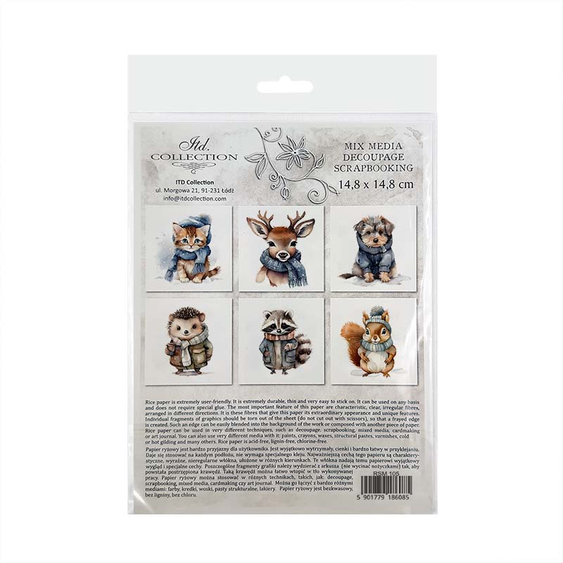 ITD Mini Collection Rice Paper Set - Animals in Winter Costume III