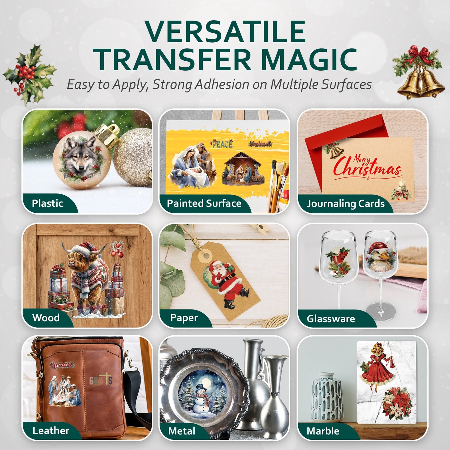 Wet Transfer, Decals for Crafts - Merry Christmas Text