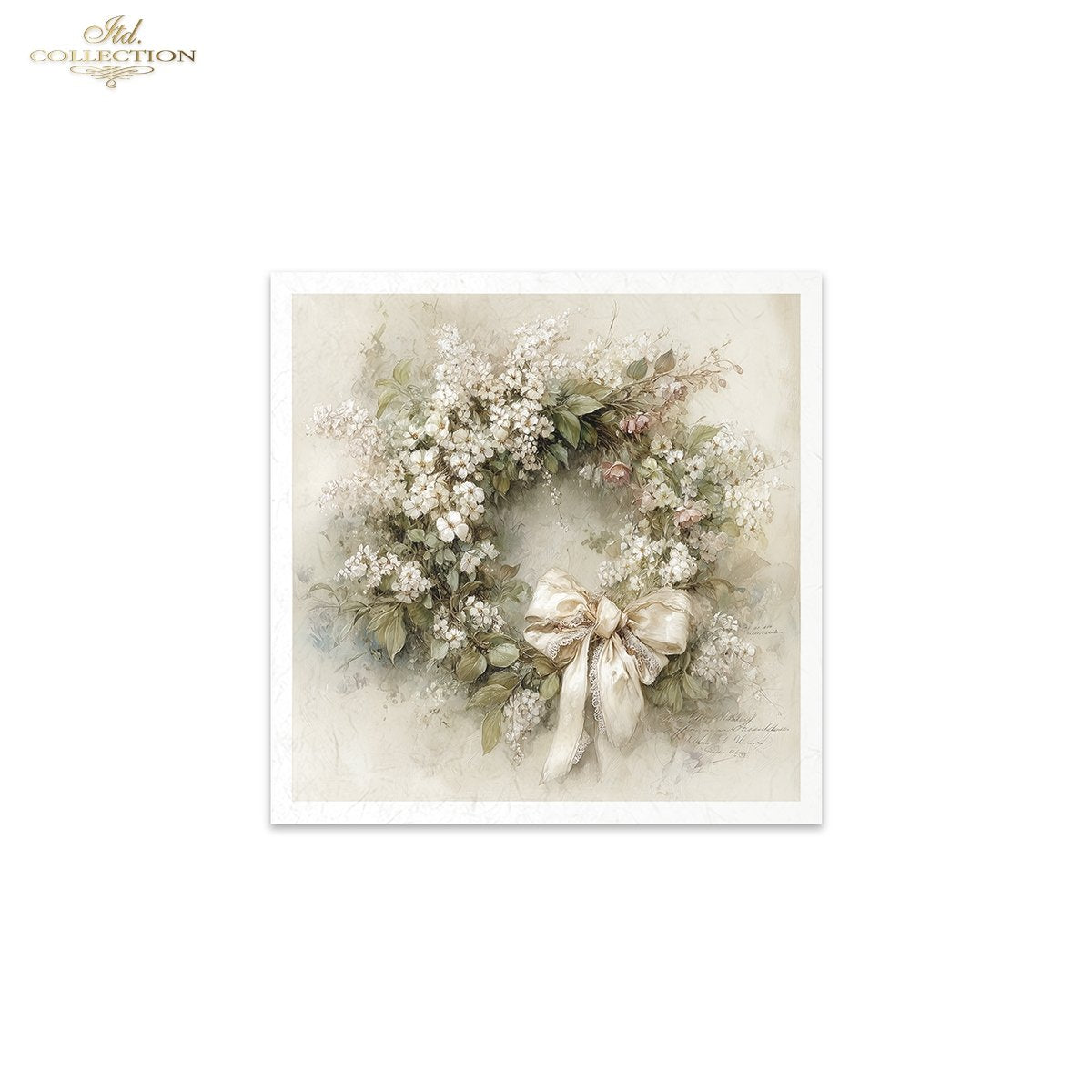 Decoupage Rice Paper Mini Set - White Floral Wreaths