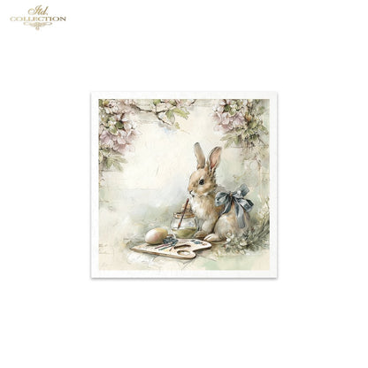 Decoupage Rice Paper Mini Set - Spring Teacups and Bunnies