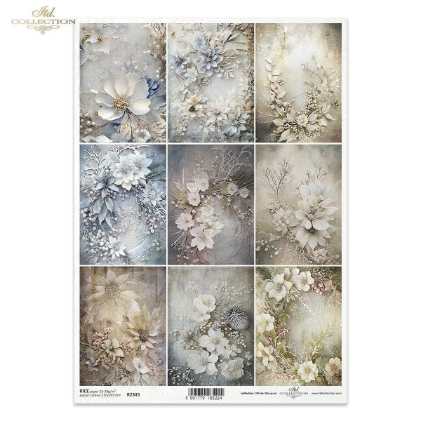 ITD Collection A4 Rice Paper - Winter Flowers Minis R2345