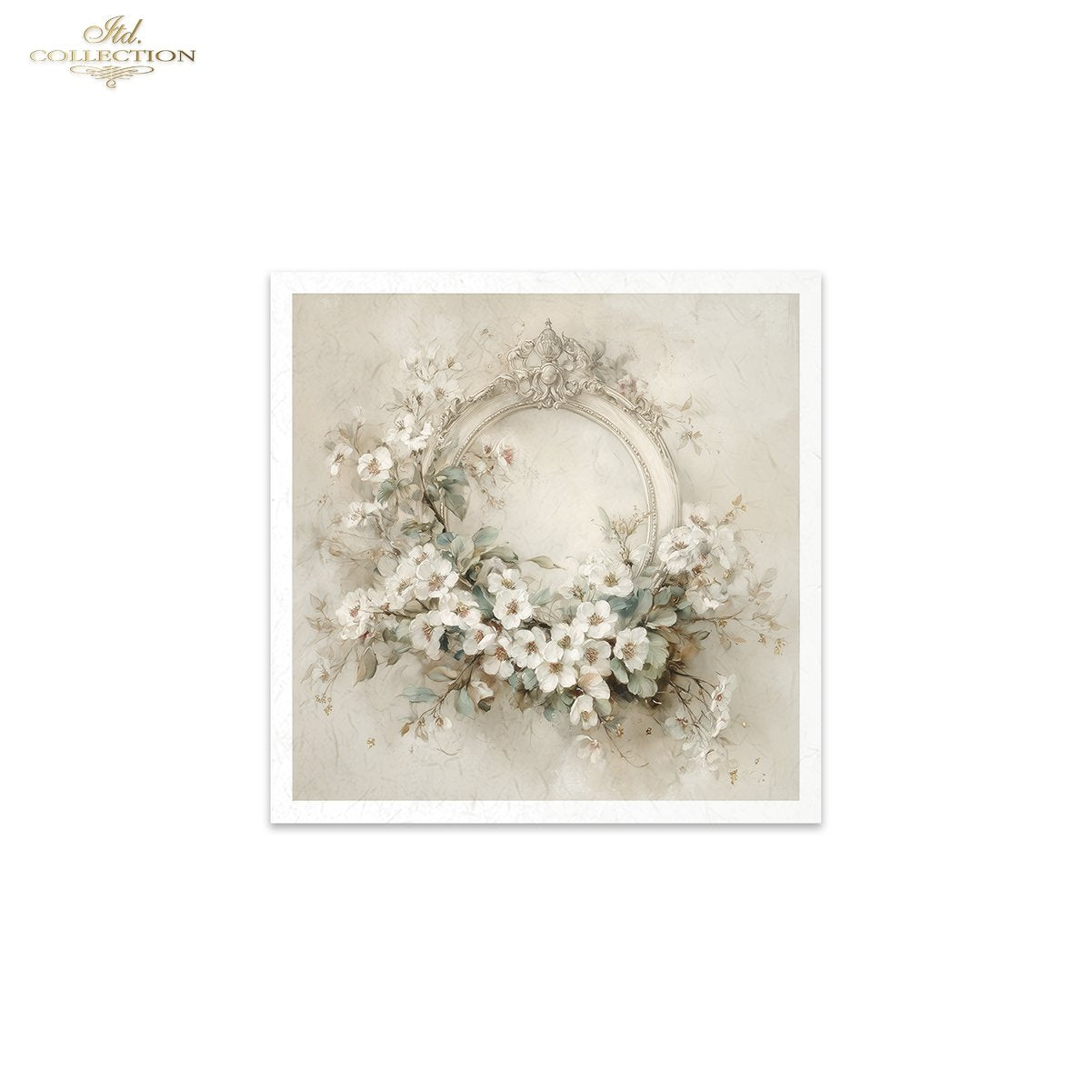Decoupage Rice Paper Mini Set - White Florals and Mirrors