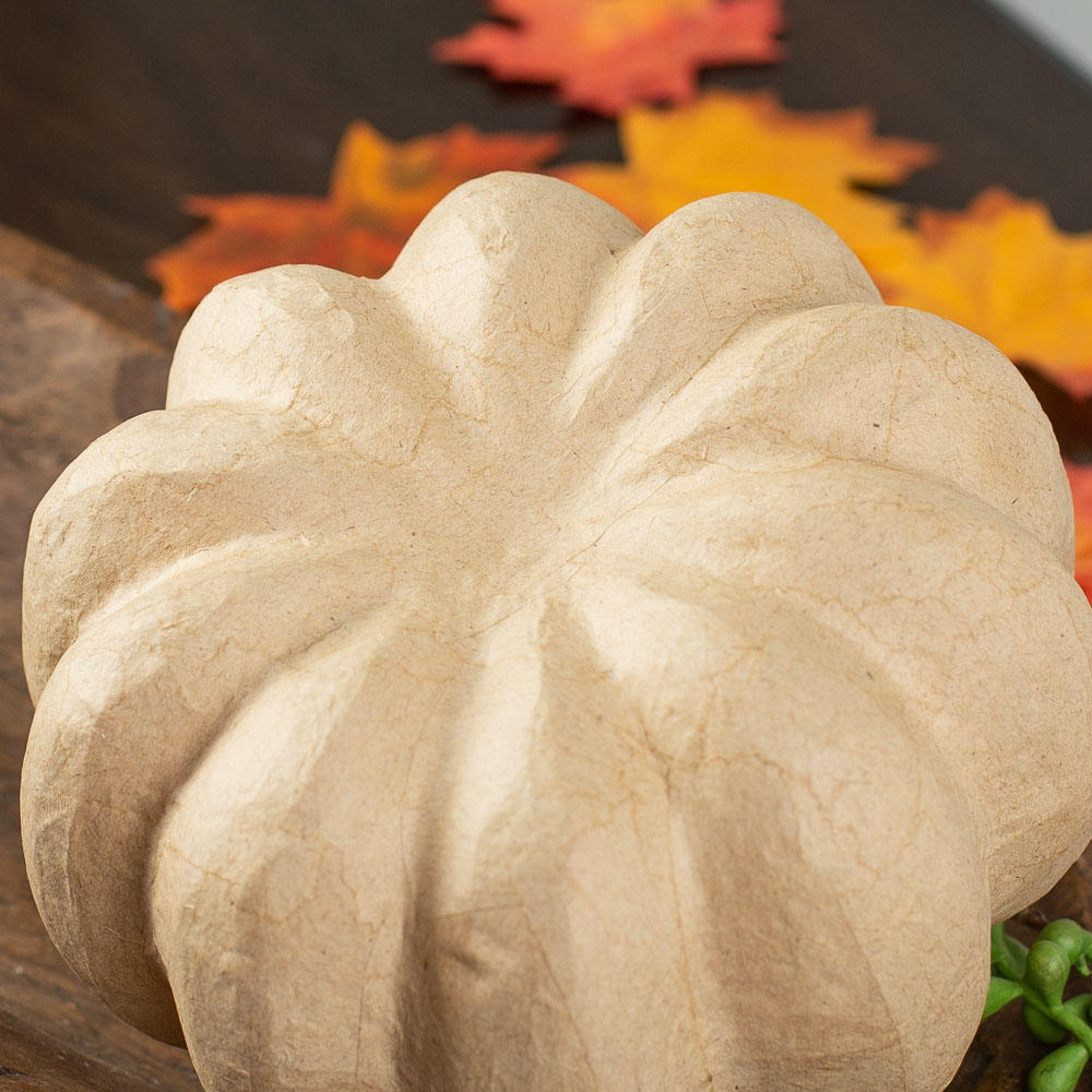Paper Mache Pumpkin - 4-1/4"H x 6.5" W