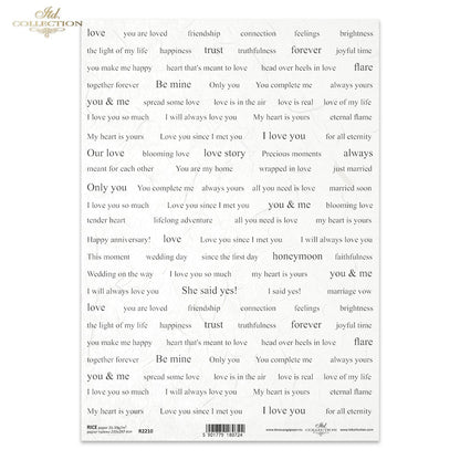 Decoupage Rice Paper - Love Words