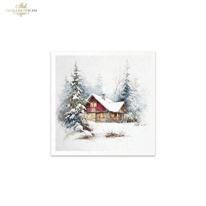 Decoupage Rice Paper Mini Set - Christmas, Cabin in the Woods