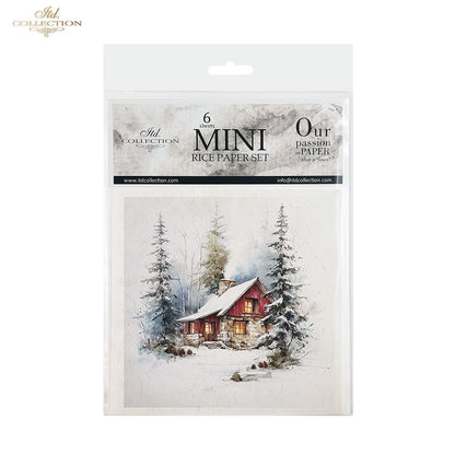 Decoupage Rice Paper Mini Set - Christmas, Cabin in the Woods
