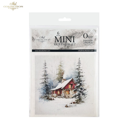 Decoupage Rice Paper Mini Set - Christmas, Cabin in the Woods