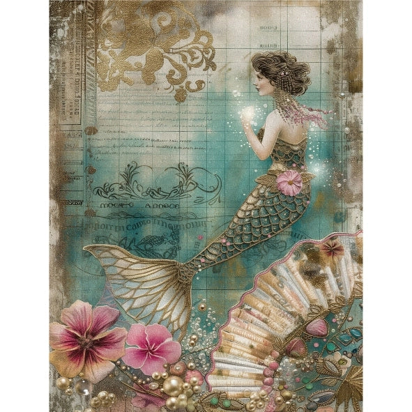 Decoupage Rice Paper Set of 6 - Mermaids