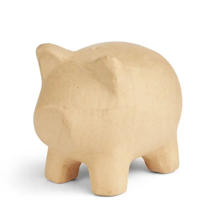 6" Paper Mache Piggy Bank with Stopper