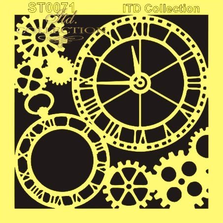 6" Transparent Stencil - Clocks and Gears