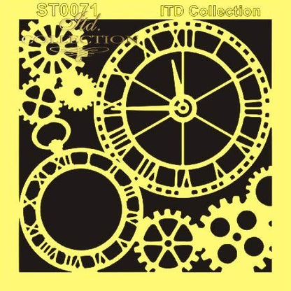6" Transparent Stencil - Clocks and Gears