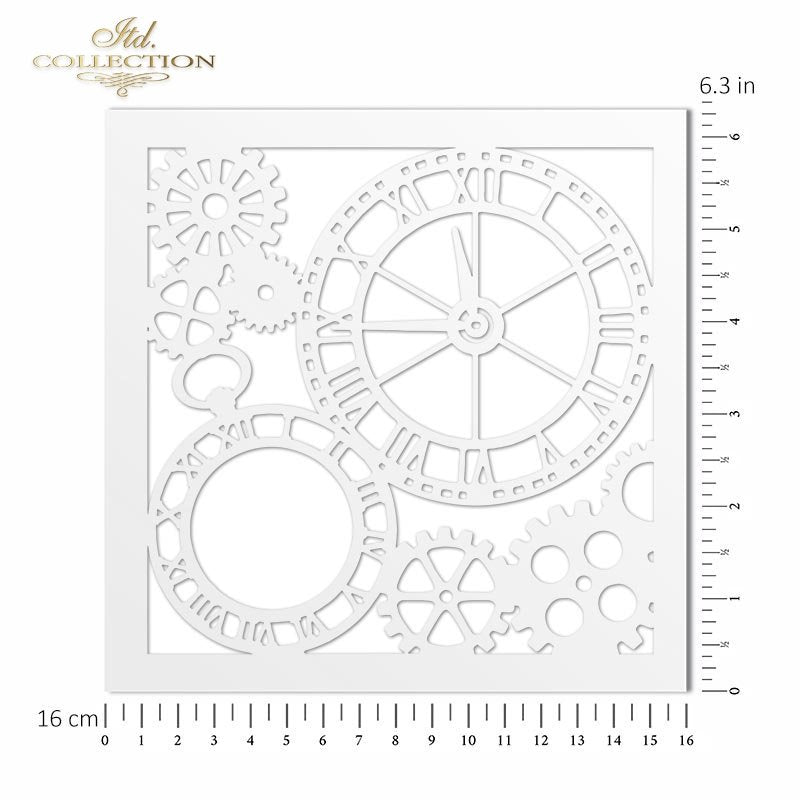 6" Transparent Stencil - Clocks and Gears