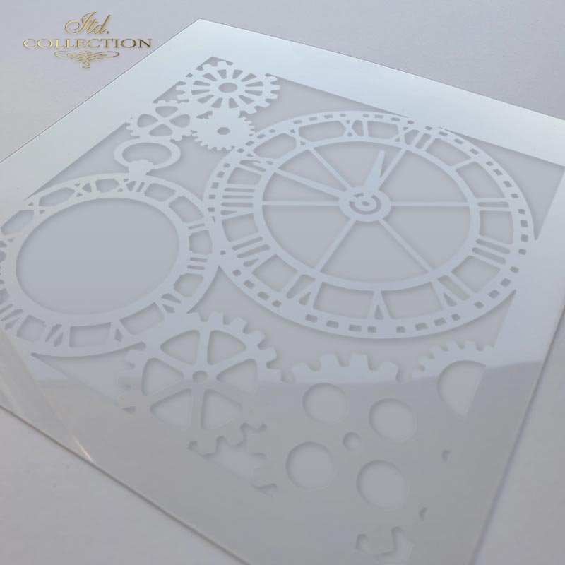 6" Transparent Stencil - Clocks and Gears