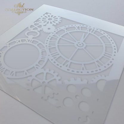 6" Transparent Stencil - Clocks and Gears