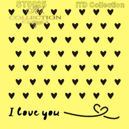 6" Transparent Stencil - I Love You