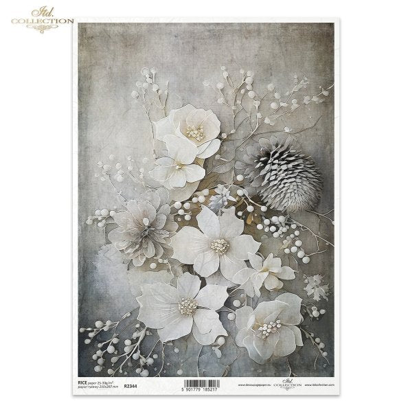 ITD Collection A4 Rice Paper - Winter Flowers R2344