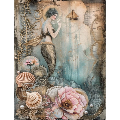 Decoupage Rice Paper Set of 6 - Mermaids