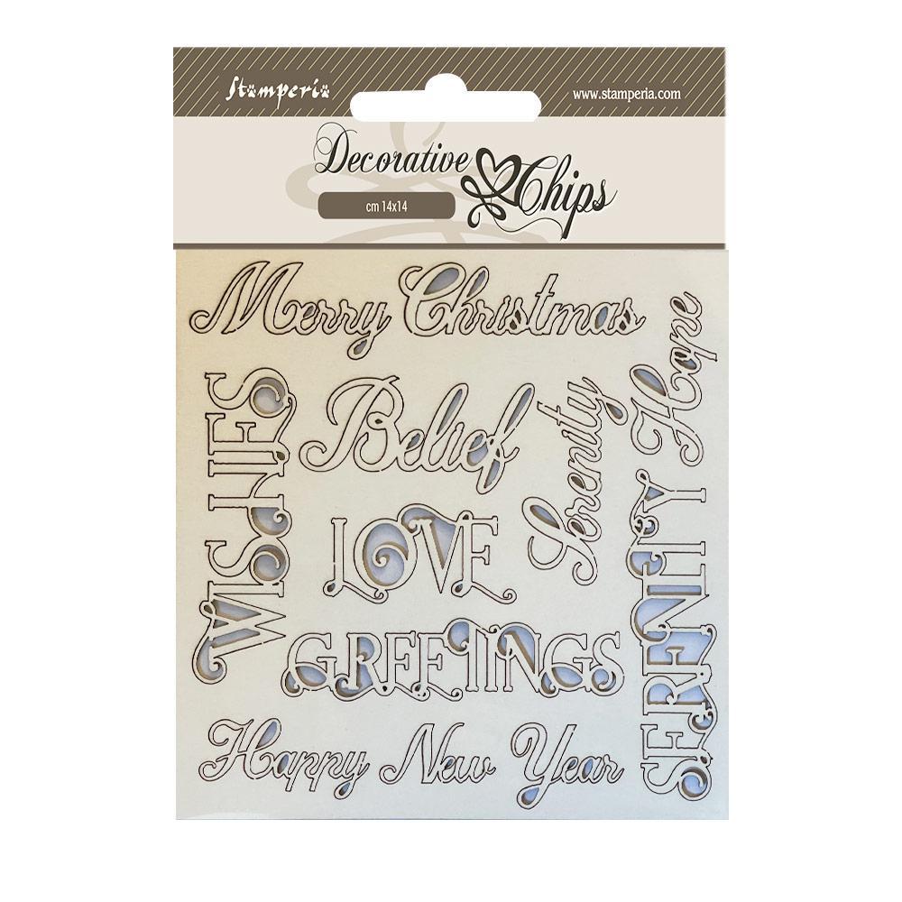 Stamperia 14 x 14 Decorative Chips - Christmas Writings