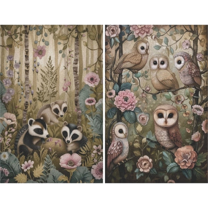Decoupage Rice Paper Set of 6 - Cute Forest Animals
