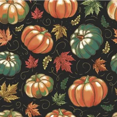 Decoupage Napkins 6.5" (2pcs)- Pumpkins on Black