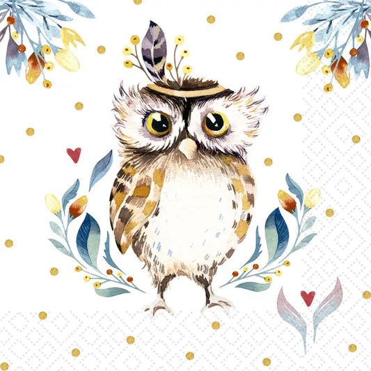 Decoupage Napkins 6.5" - Flower Owl