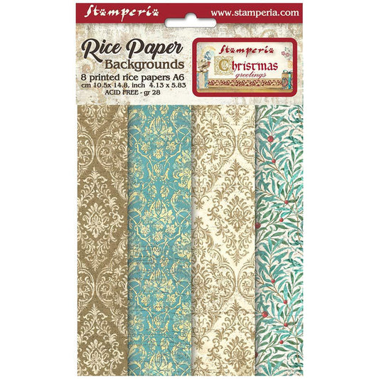 Stamperia Rice Paper A6 Value Pack- Christmas Greetings