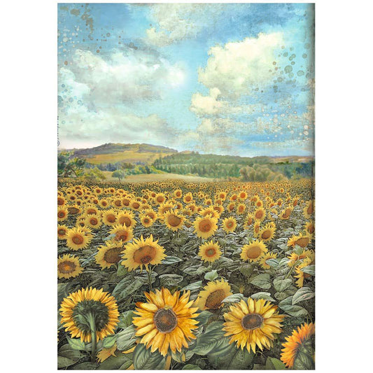 Stamperia  Rice Paper A4 - Sunflower Art, Landscape