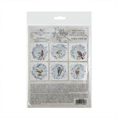 ITD Collection Mini Rice Paper Set - Winter Birds, Wreaths