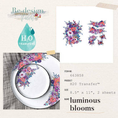 Redesign with Prima H2O Transfers 8.5"x11" - Luminous Blooms