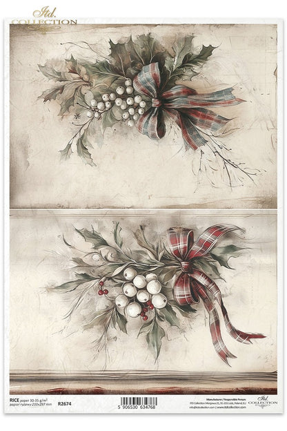 Decoupage Rice Paper - Vintage Mistletoe (Special Pre-Order)