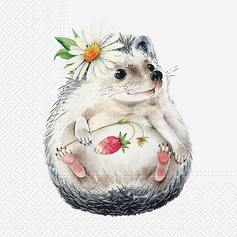 Decoupage Napkins 6.5" - Strawberry Hedgehog