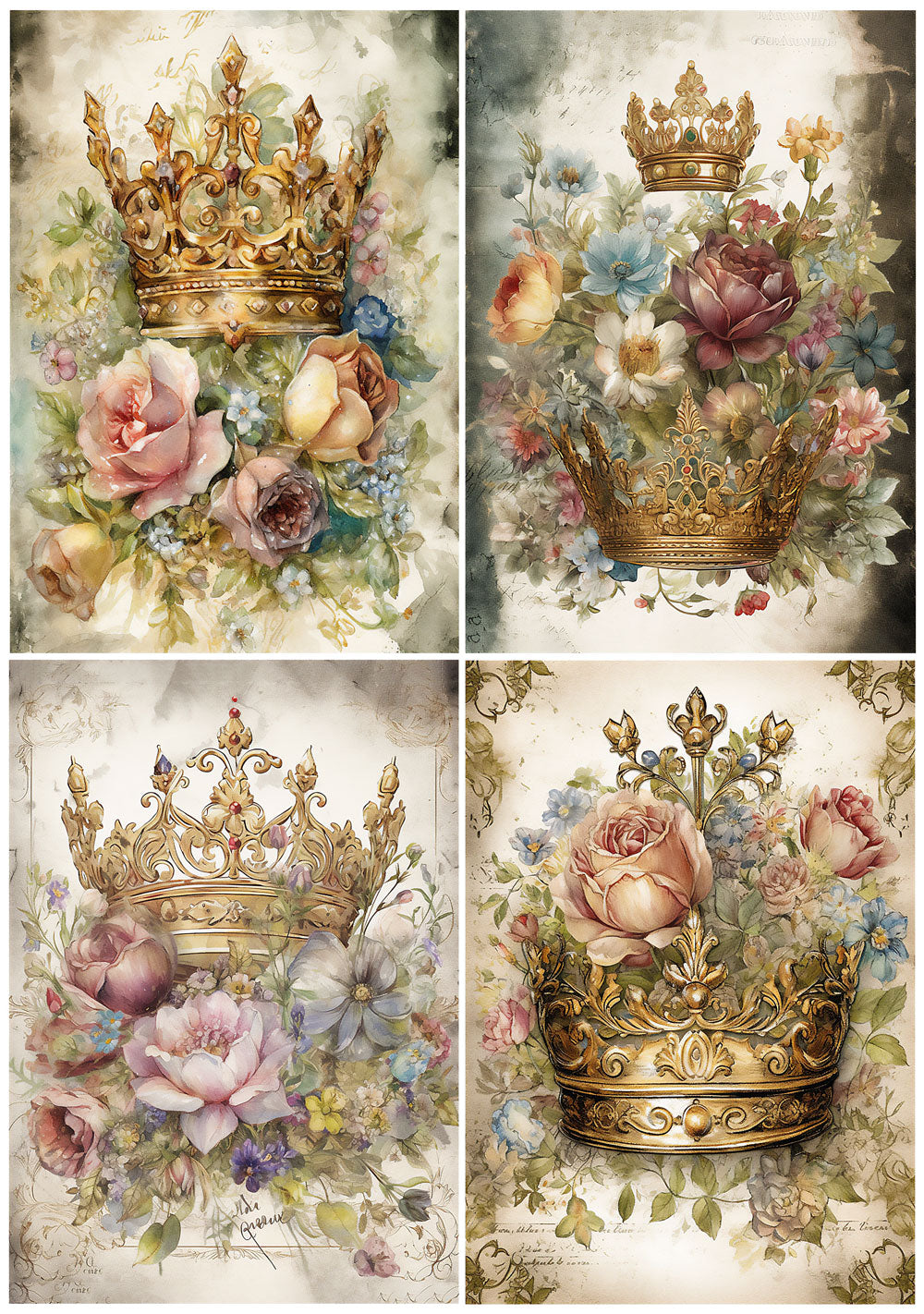 Decoupage Rice Paper A4 - Crowns
