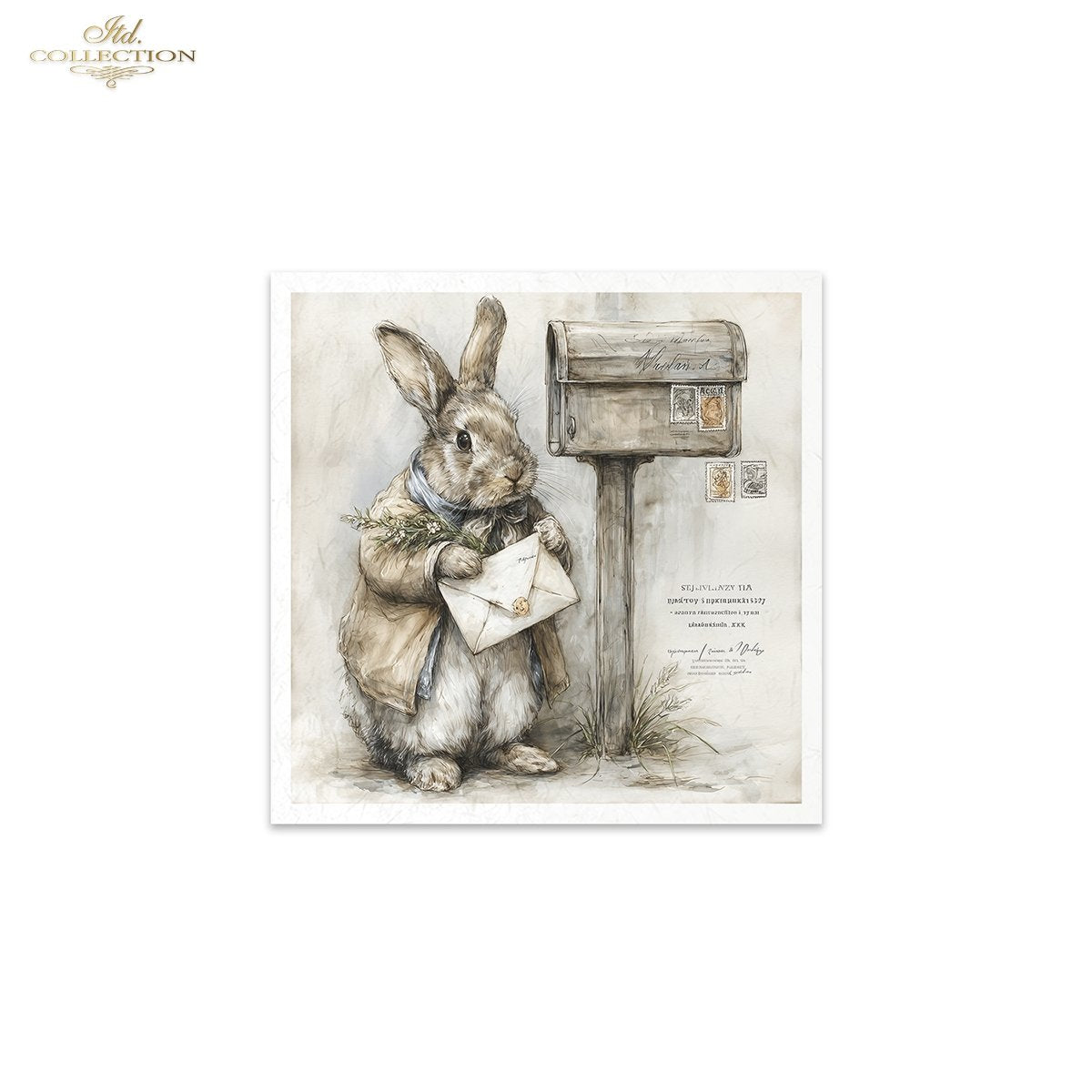 Decoupage Rice Paper Mini Set - Bunnies Getting the Mail