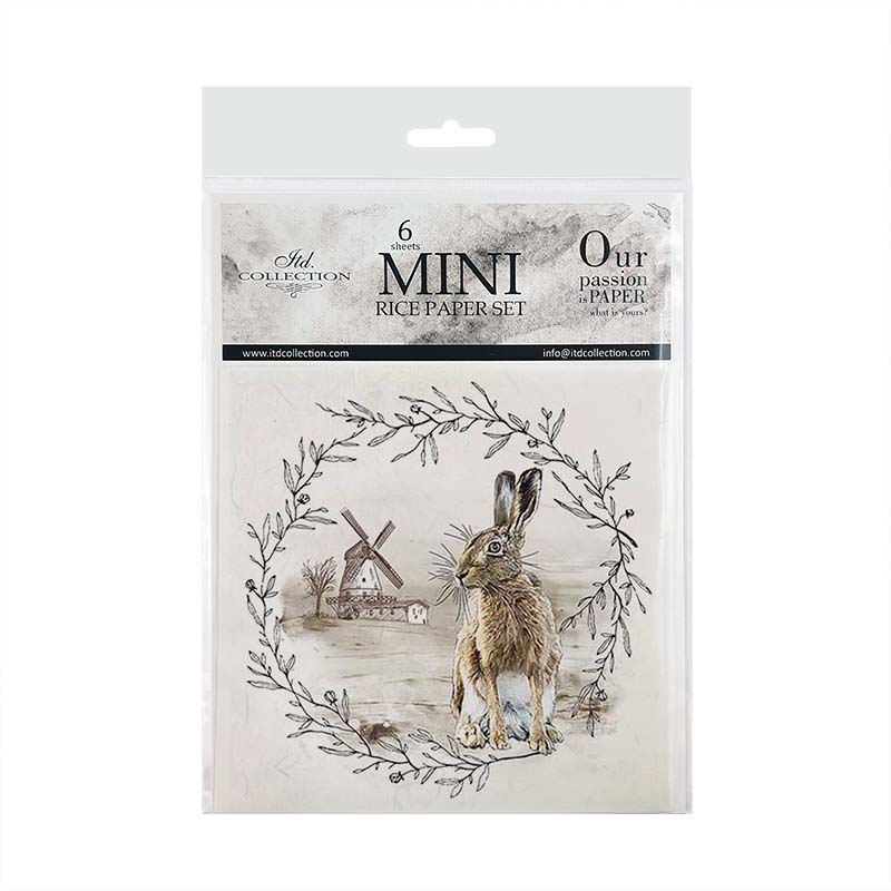 ITD Mini Collection Rice Paper Set - Hares, Floral Wreaths