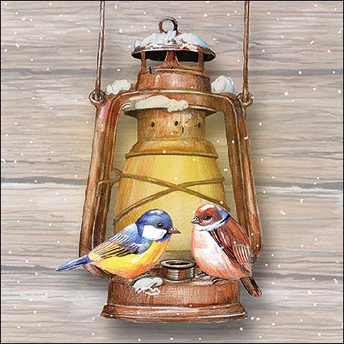 Decoupage Napkins 6.5" - Birds on Lamp