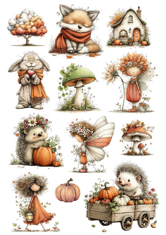 Wet Transfers A4- Autumn Cuties