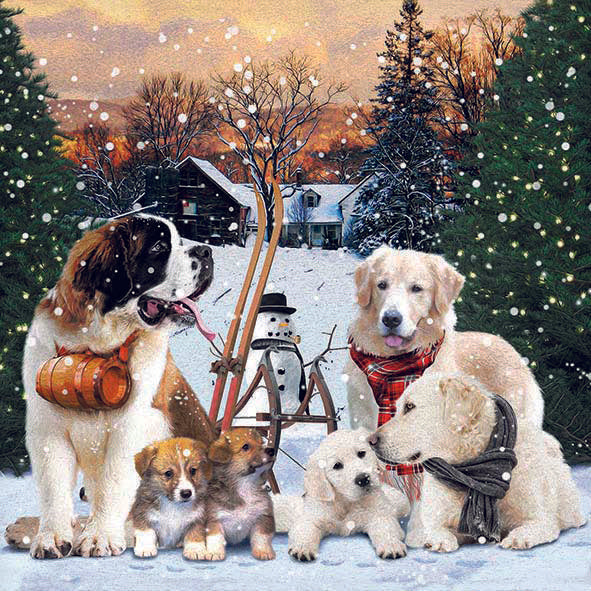Decoupage Napkin Value Bundle - Christmas Dogs