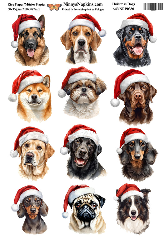 Decoupage Rice Paper - Christmas Dogs (Pre-Order)