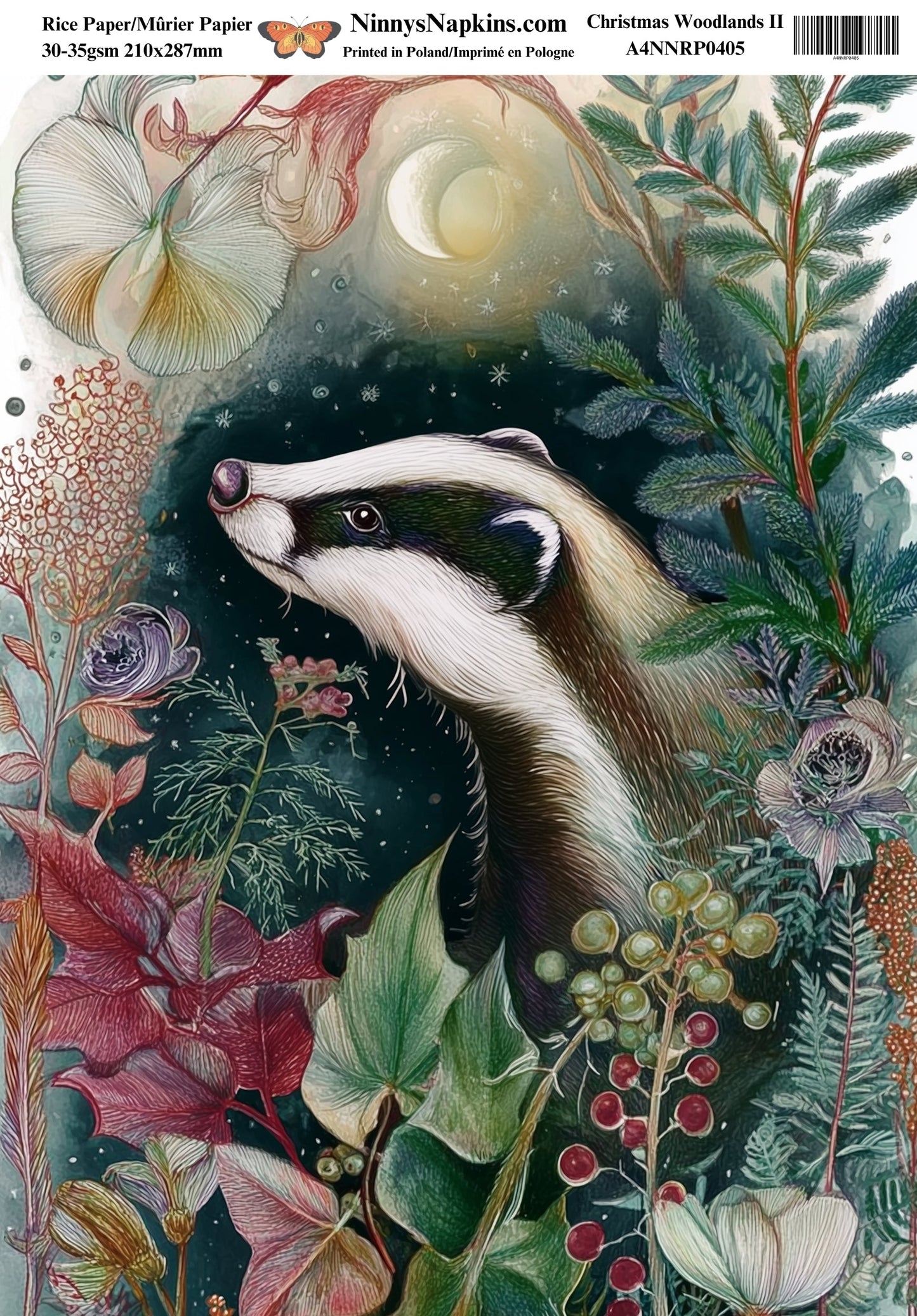 Decoupage Rice Paper - Christmas Woodland II