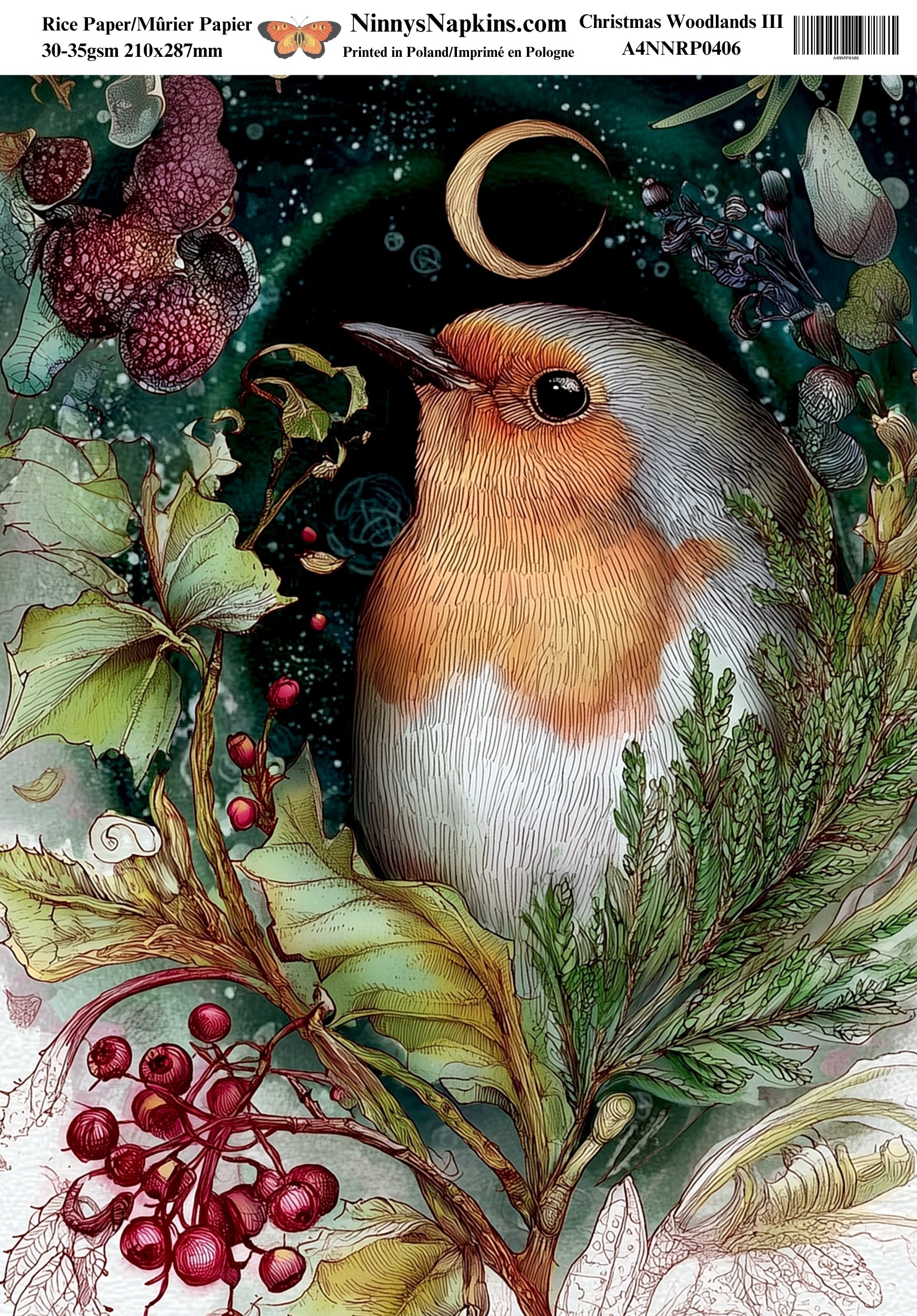 Decoupage Rice Paper - Christmas Woodland III