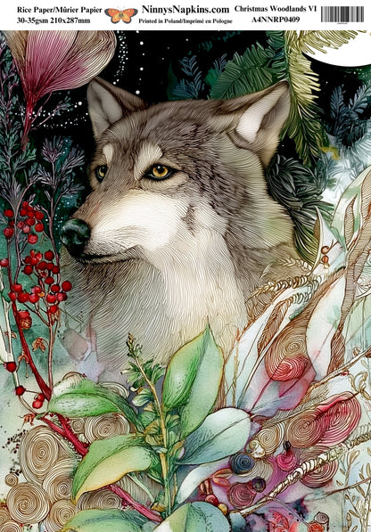 Decoupage Rice Paper - Christmas Woodland VI