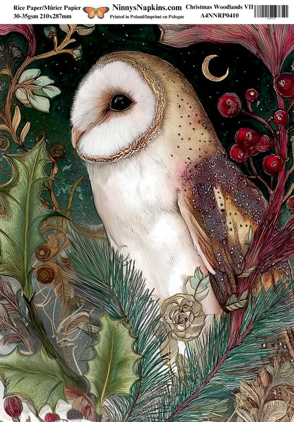 Decoupage Rice Paper - Christmas Woodland VII